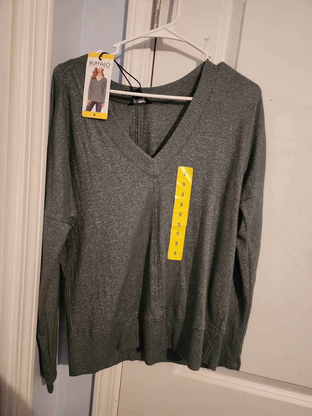 Buffalo David Bitton Heather Gray V-Neck Sweater